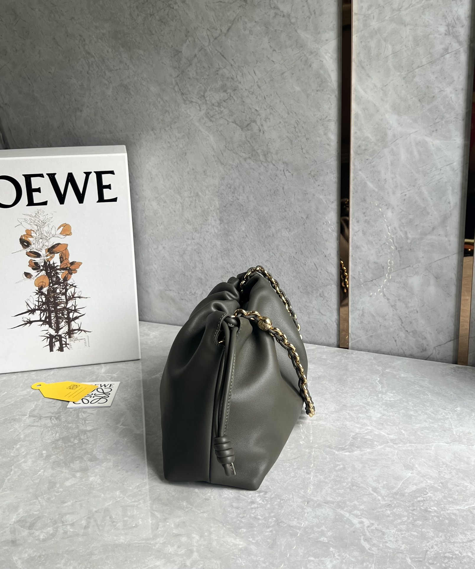 Loewe Medium Flamenco Purse in Mellow Nappa Lambskin Black Grey